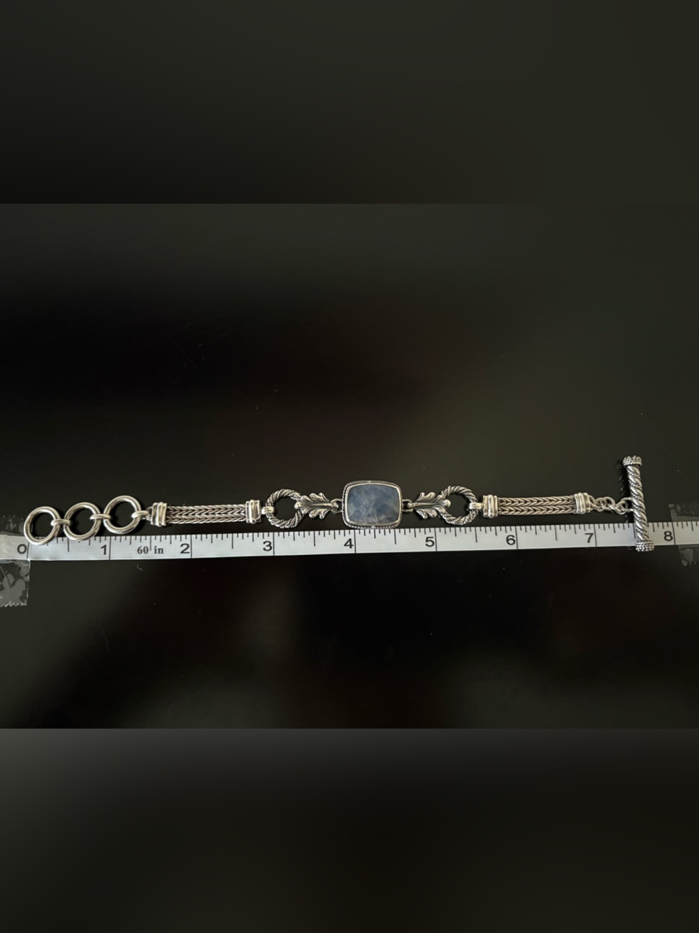 LORI BONN  Sterling Silver Blue Stone Vintage Bracelet - Elegant Women's Jewelry